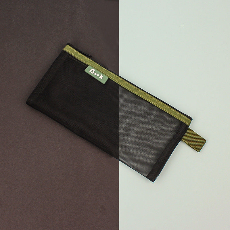 透明純色學生考試簡約網紗拉鍊鉛筆袋文具袋