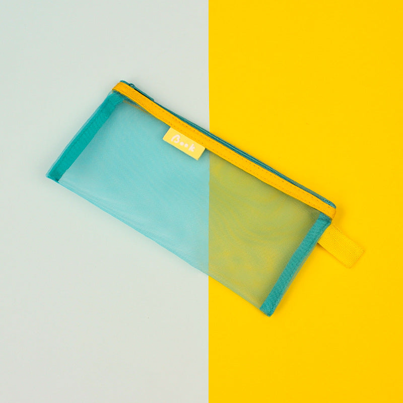 透明純色學生考試簡約網紗拉鍊鉛筆袋文具袋