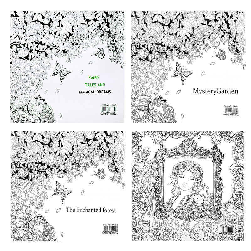 秘密花園減壓手繪填色塗色圖畫書繪本英文版套裝