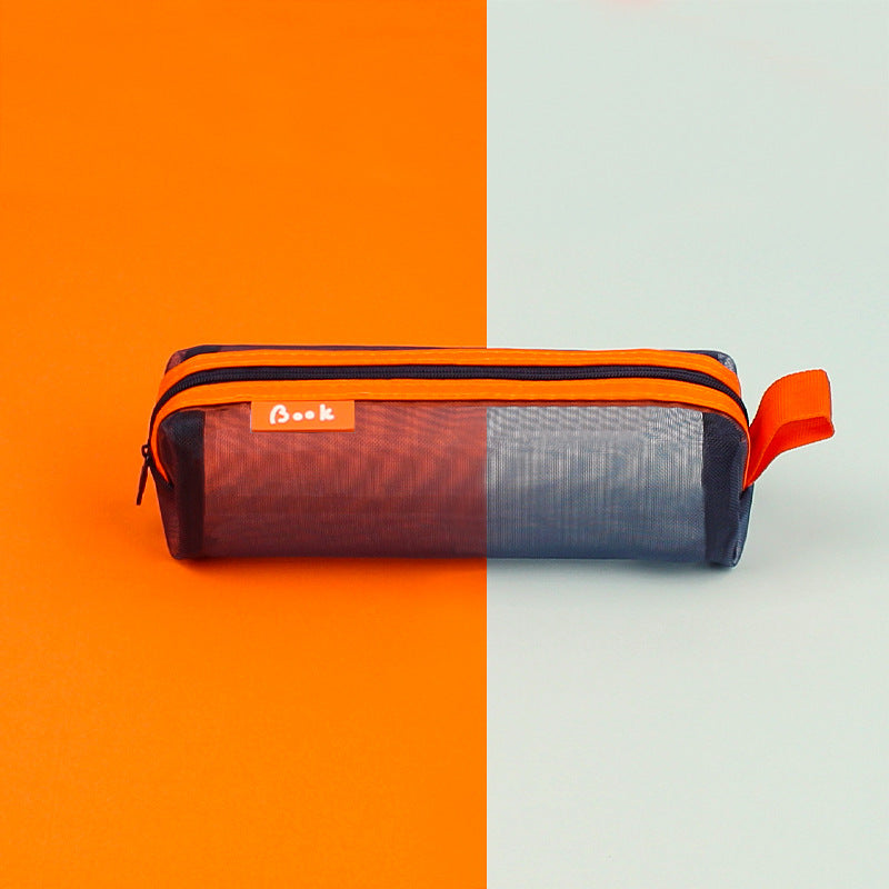 透明純色學生考試簡約網紗拉鍊鉛筆袋文具袋