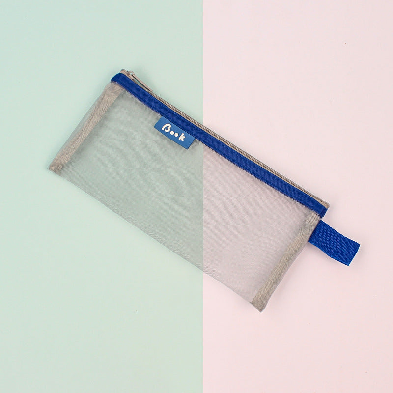 透明純色學生考試簡約網紗拉鍊鉛筆袋文具袋