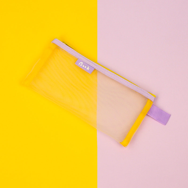 透明純色學生考試簡約網紗拉鍊鉛筆袋文具袋