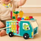 木質多功能益智農場智力寶寶小孩兒童早期教育玩具車