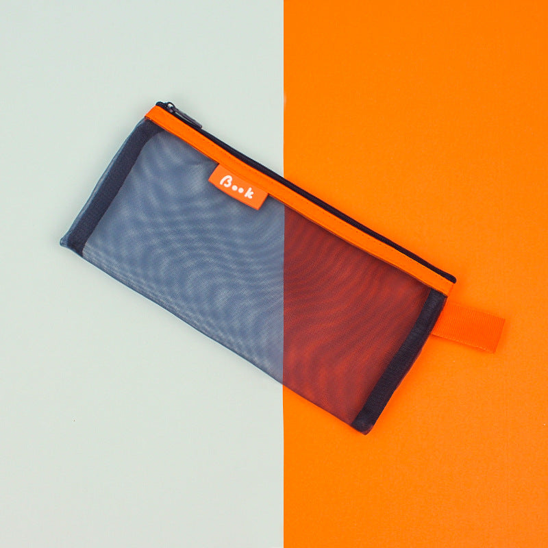 透明純色學生考試簡約網紗拉鍊鉛筆袋文具袋