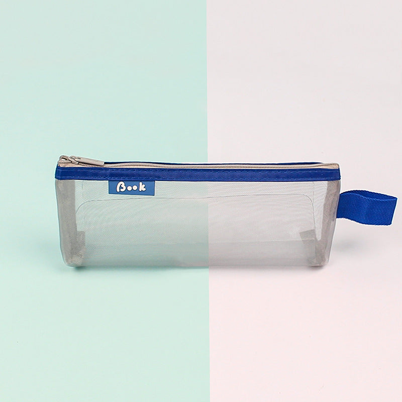 透明純色學生考試簡約網紗拉鍊鉛筆袋文具袋
