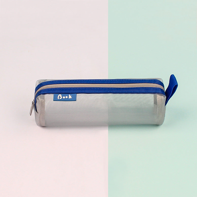 透明純色學生考試簡約網紗拉鍊鉛筆袋文具袋