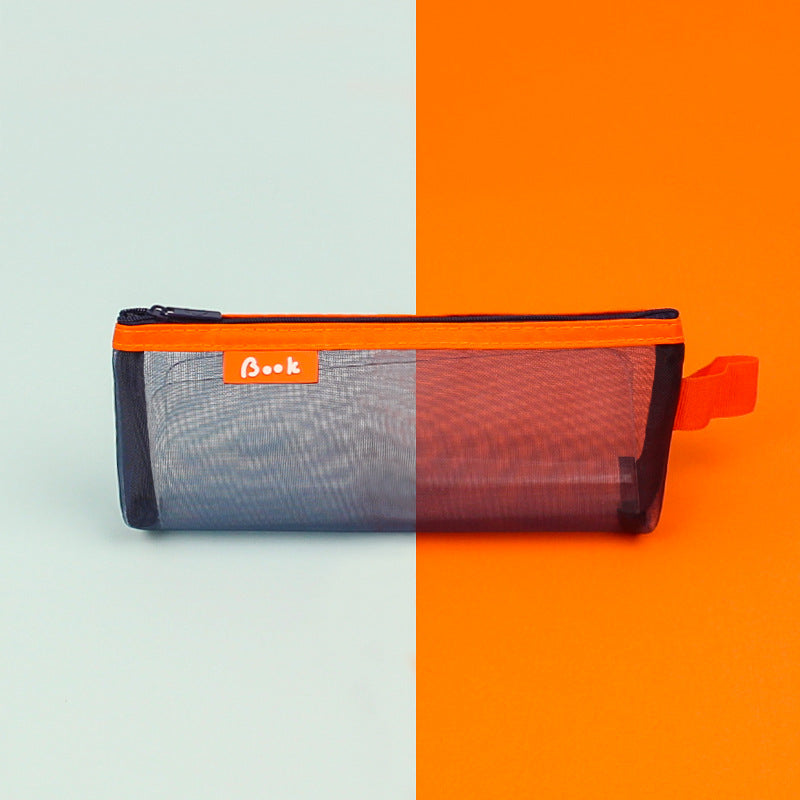 透明純色學生考試簡約網紗拉鍊鉛筆袋文具袋