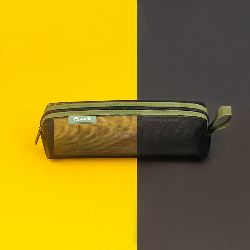 透明純色學生考試簡約網紗拉鍊鉛筆袋文具袋