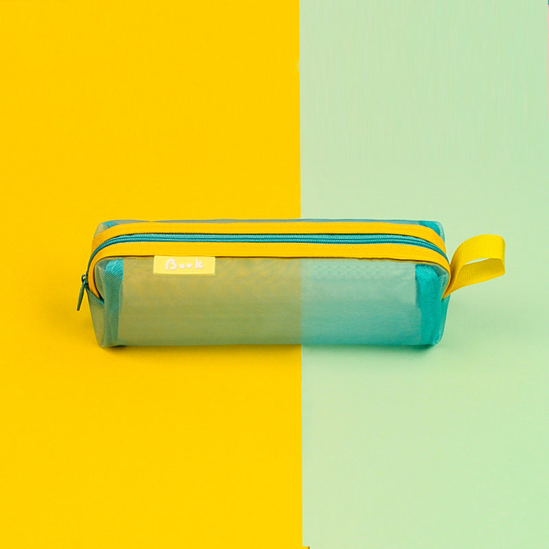 透明純色學生考試簡約網紗拉鍊鉛筆袋文具袋